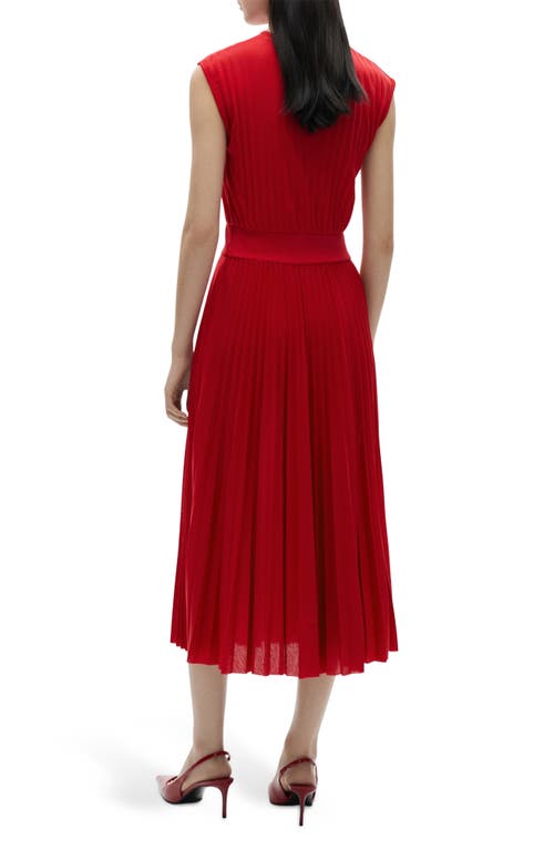 Mango Elastic Waist Pleated Dress Red In Red