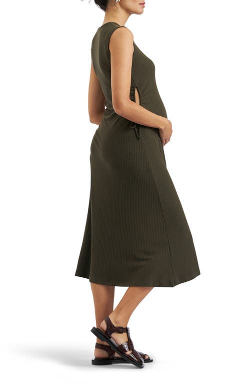 RIPE MATERNITY RIPE MATERNITY CAROL CUTOUT RIB MIDI A-LINE MATERNITY DRESS
