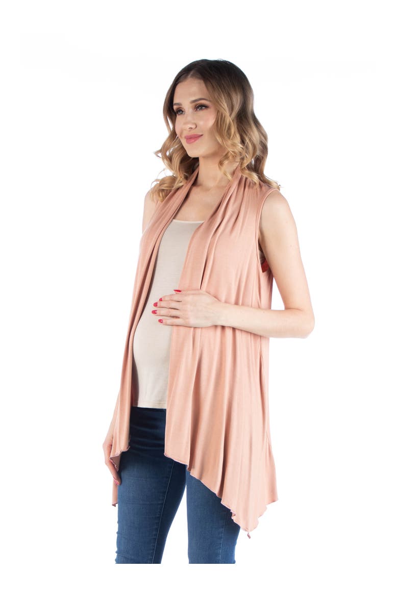 Maternity Draped Open Front Sleeveless Cardigan, Alternate, color, Nude