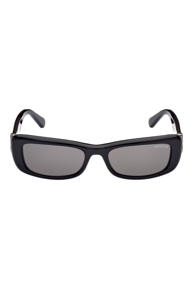 55mm Rectangular Sunglasses, Main, color, BLACK/ GUNMETAL/ SMOKE