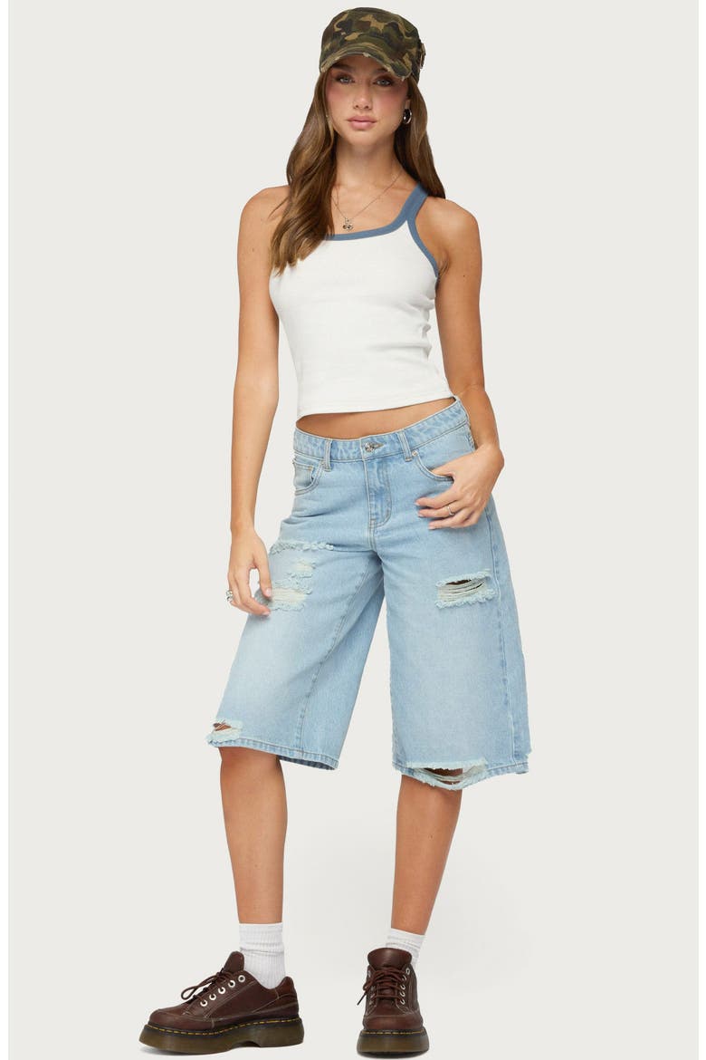 Eida Contrast Ribbed Tank Top, Alternate, color, WHITE-AND-BLUE