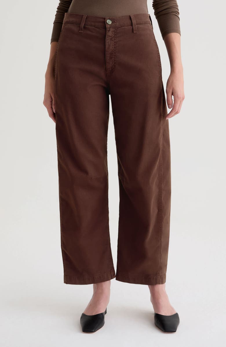 AG Fiona Ankle Barrel Leg Chinos, Main, color, Coffee Bean