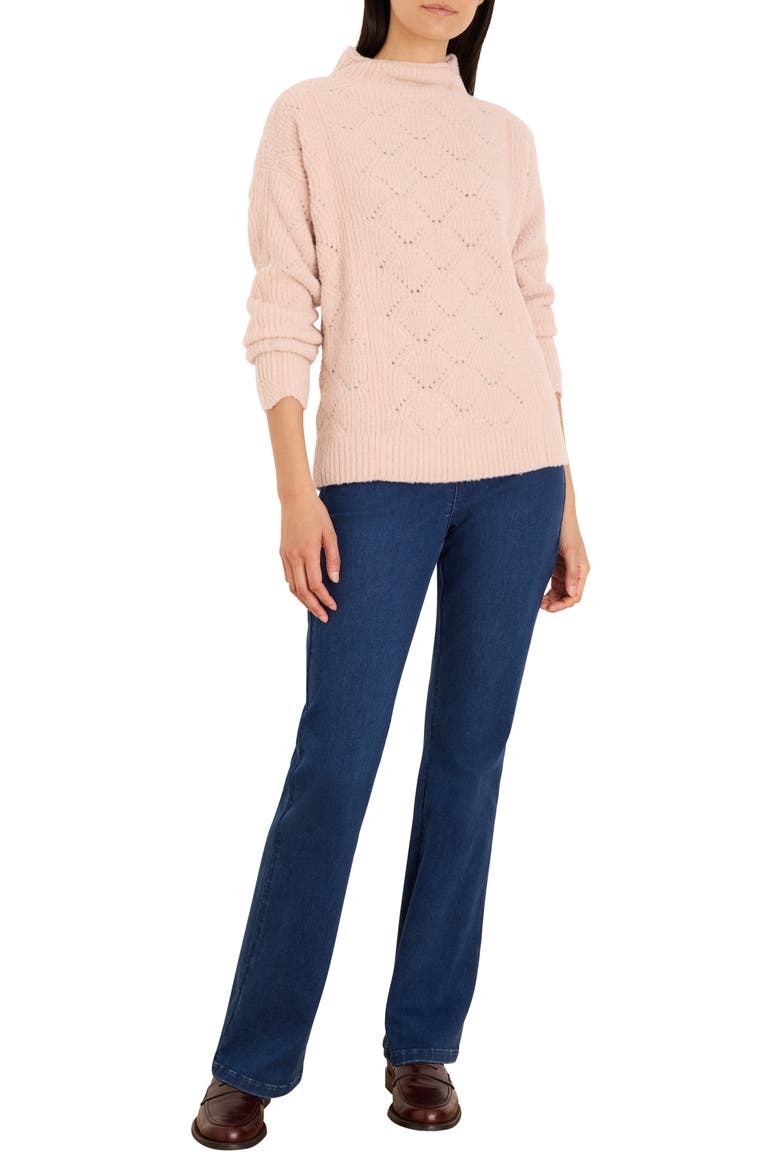 Pointelle Metallic Funnel Neck Sweater, Alternate, color, BLUSH