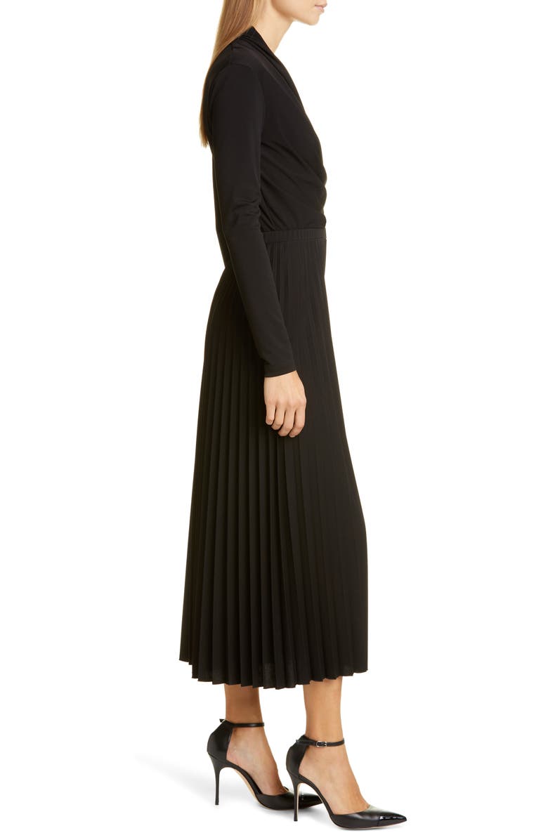 Max Mara Vieste Long Sleeve Pleated Wide Leg Jersey Jumpsuit, Alternate, color, 