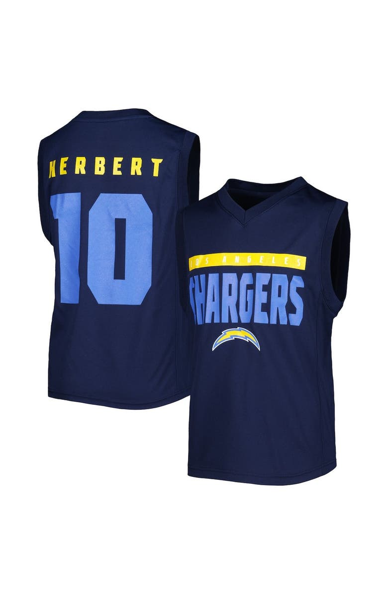 Outerstuff Youth Justin Herbert Navy Los Angeles Chargers Fast Track Player Name & Number Tank Top, Main, color, 