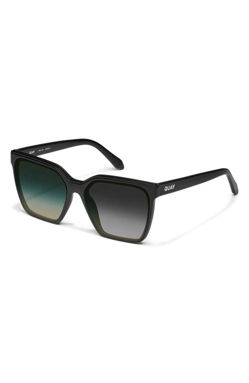 Quay Level Up 60mm Square Sunglasses In Matte Black/palm Taupe