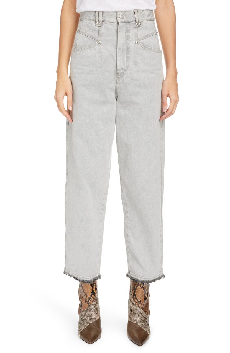 Isabel Marant High Waist Stud Detail Wide Leg Jeans, Main, color,