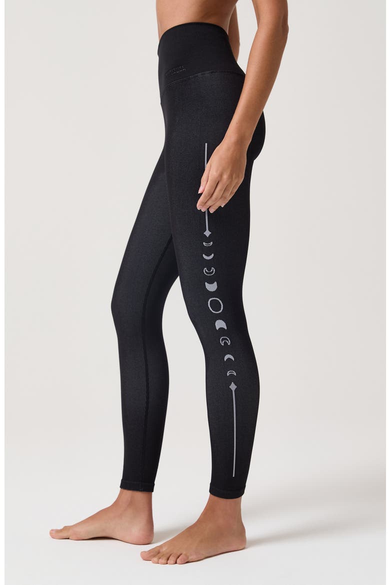 Lunar Icon High Waist Ribbed Performance Leggings, Alternate, color, BLACK