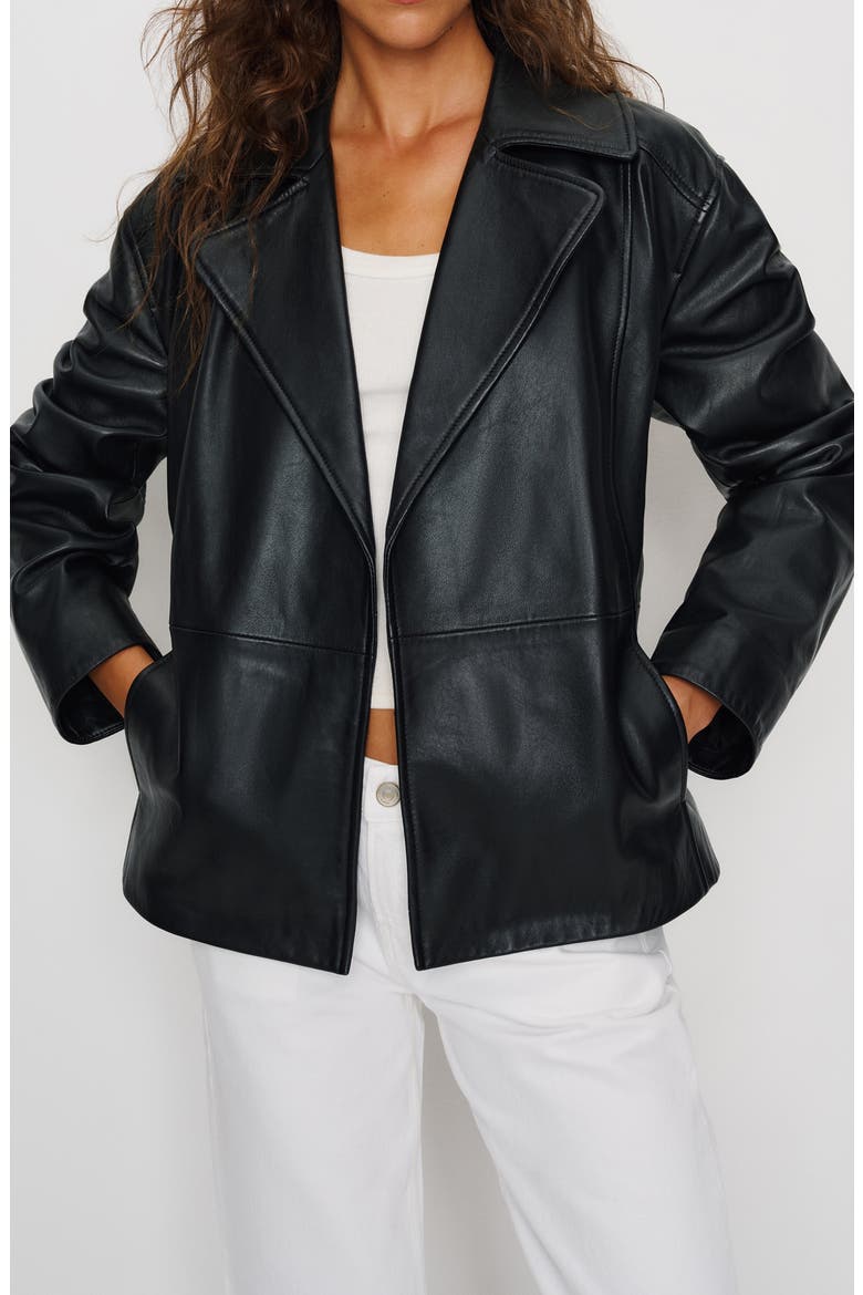 Veda Jaden Leather Jacket, Main, color, BLACK