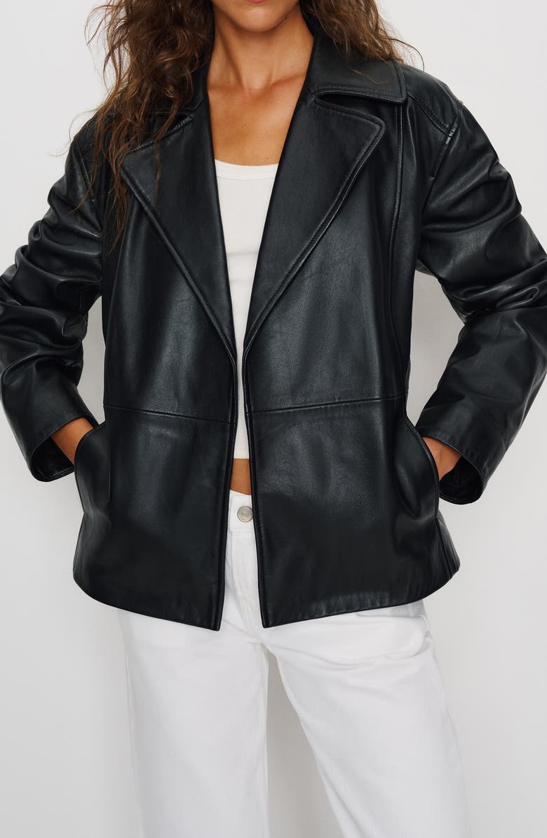 Reformation Veda Jaden Leather Jacket, Main, color, Black