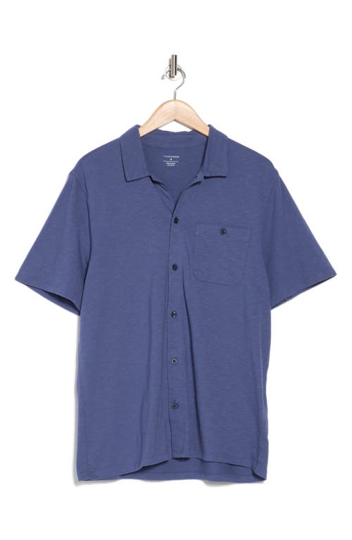 14th & Union Short Sleeve Slub Cotton Button-down Shirt In Blue Indigo