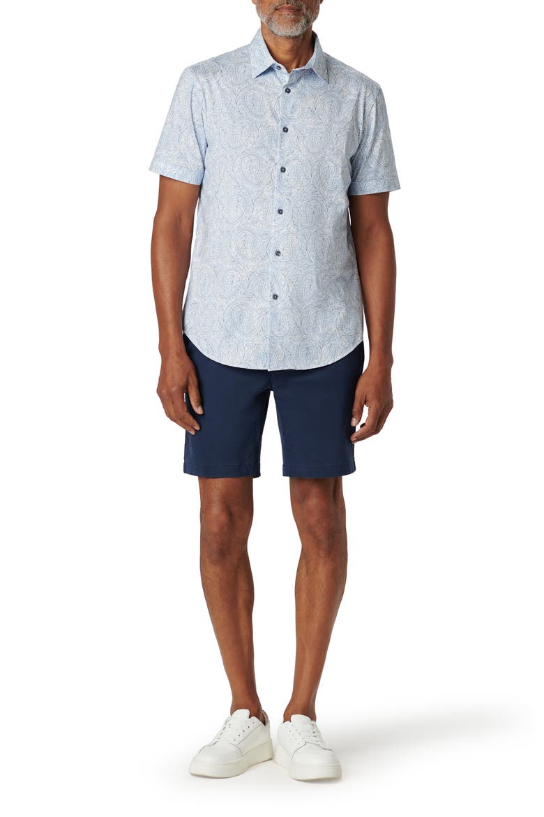 Miles OoohCotton® Floral Short Sleeve Button-Up Shirt, Alternate, color, SKY