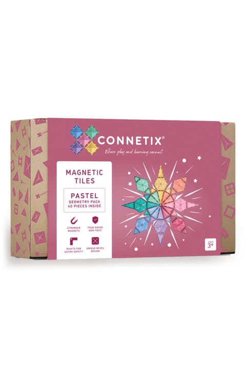Kids' Pastel Magnetic Tiles 40-Piece Geometry Pack