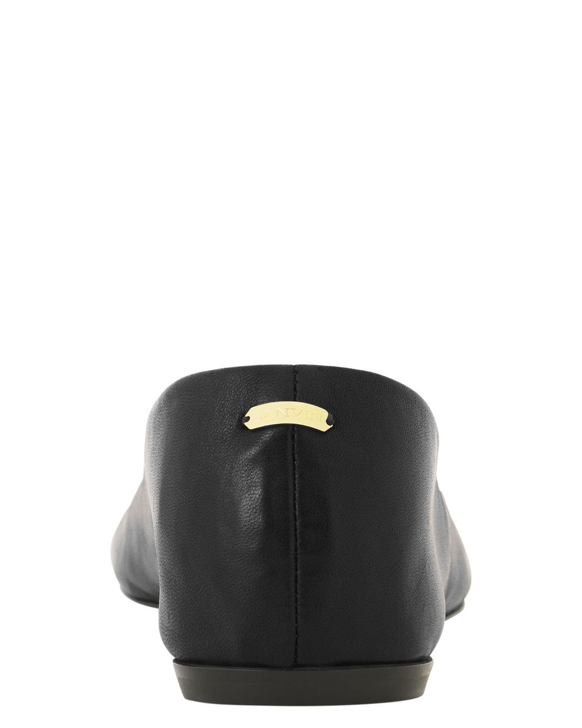 Lanvin The Ballerina Flat In Leather, Alternate, color, Black