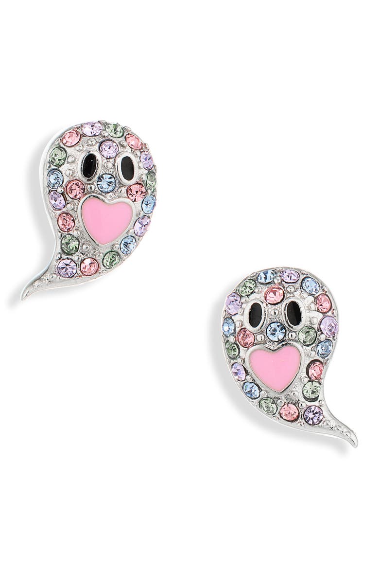 Kids' Ghost Post Earrings, Main, color, WHITE