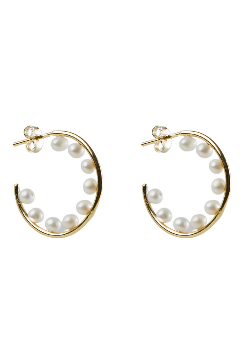 Imitation Pearl Hoop Earrings, Main, color, GOLD