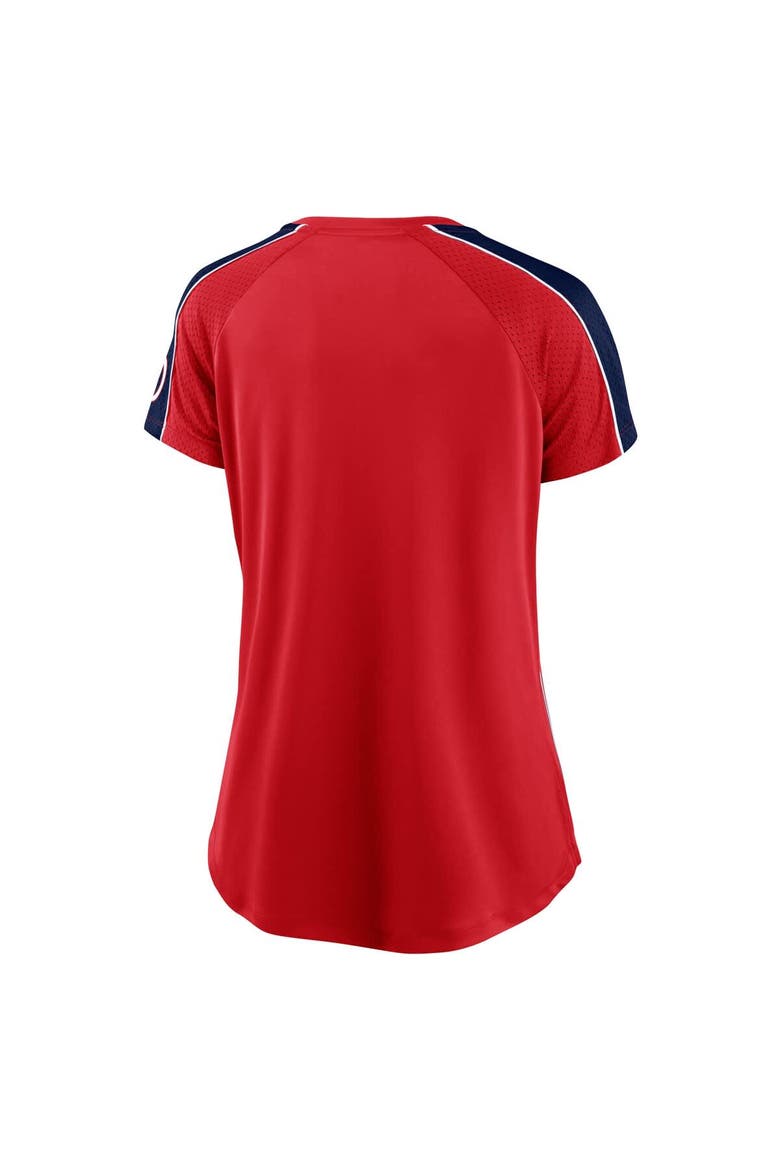 Women's Fanatics Red Washington Nationals Lineup League Diva Raglan Notch Neck T-Shirt, Alternate, color, Red
