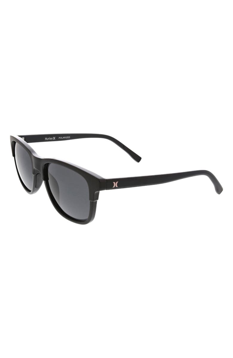 Hurley 55mm Polarized Square Sunglasses, Alternate, color, Black