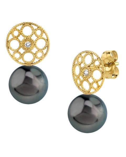 Tahitian South Sea Pearl & Diamond Faye Earrings