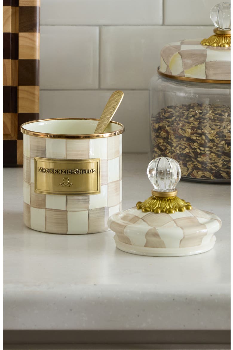 Mocha Check Demi Enameled Steel Canister, Alternate, color, MOCHA