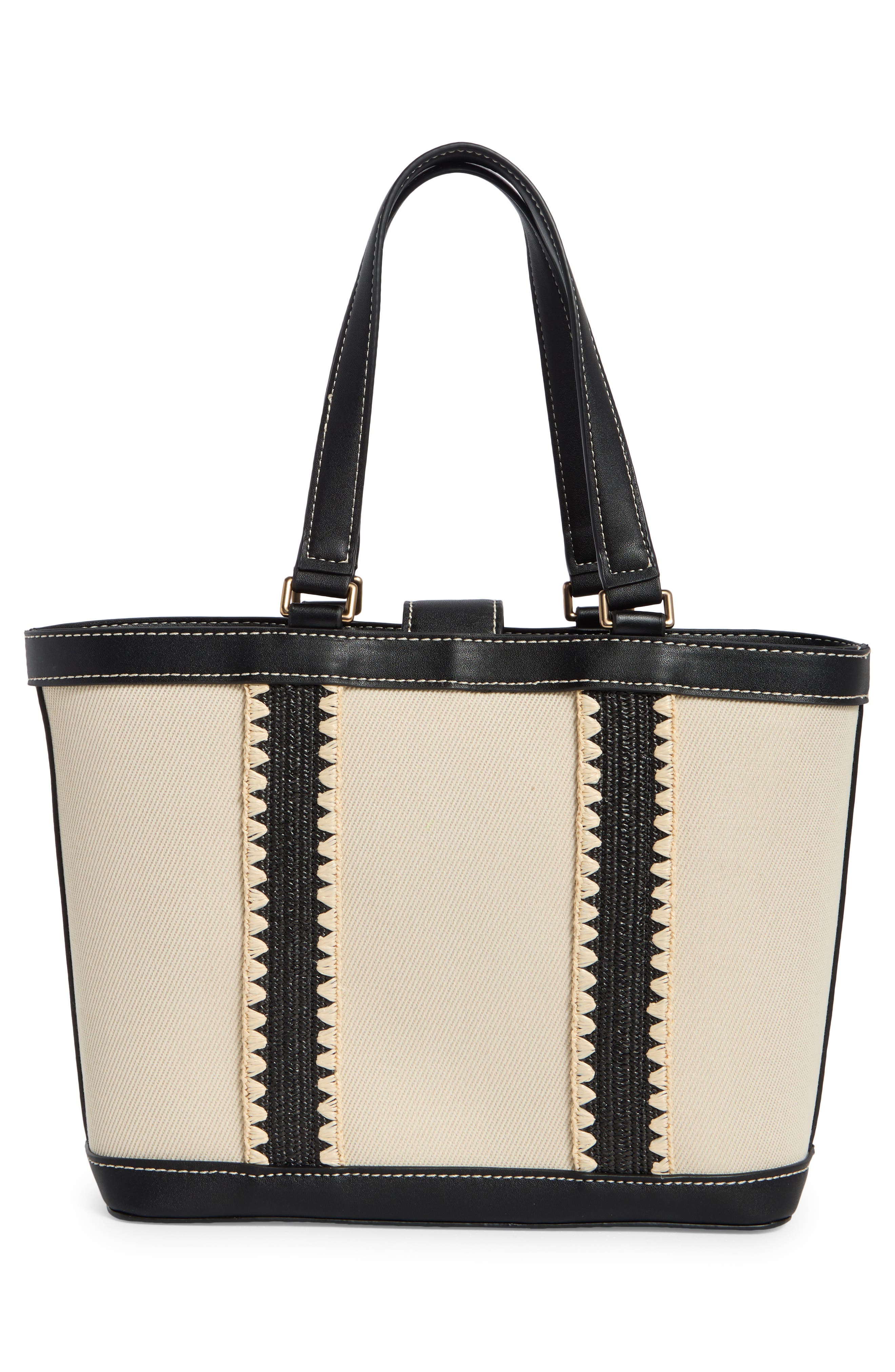 Sam Edelman Small Waylon Nautical Tote Bag, Alternate, color, Ivory/ Black