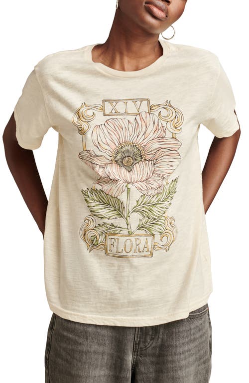 Lucky Brand Floral Sketch Graphic Boyfriend T-Shirt in Antique White 