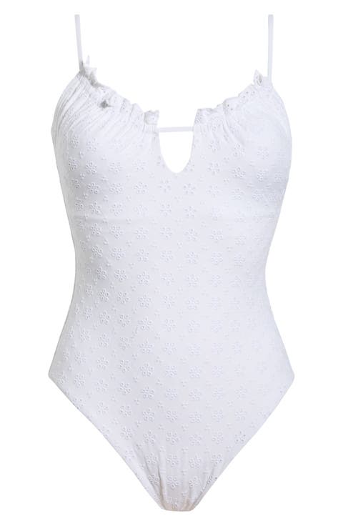 Eyelet Keyhole One-Piece Swimsuit
