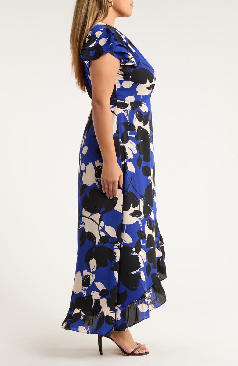 SUGARLIPS Anthem Floral Print Maxi Wrap Dress, Alternate, color, Blue-Black