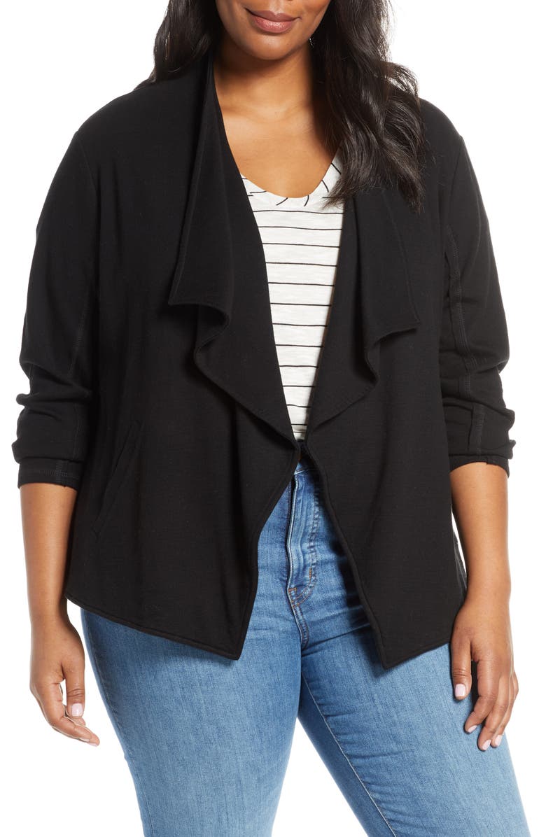 Caslon<sup>®</sup> Drape Collar Knit Blazer, Main, color,