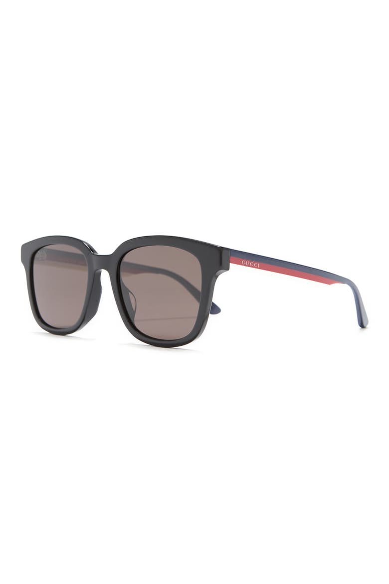 53mm Rectangle Sunglasses, Alternate, color, BLACK