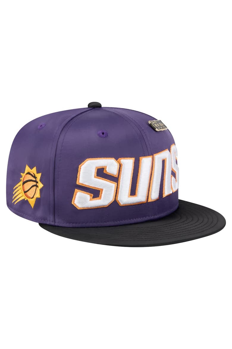 Men's New Era  Purple/Black Phoenix Suns Throwback Satin Vintage Pin Two-Tone 59FIFTY Fitted Hat, Alternate, color, Purple