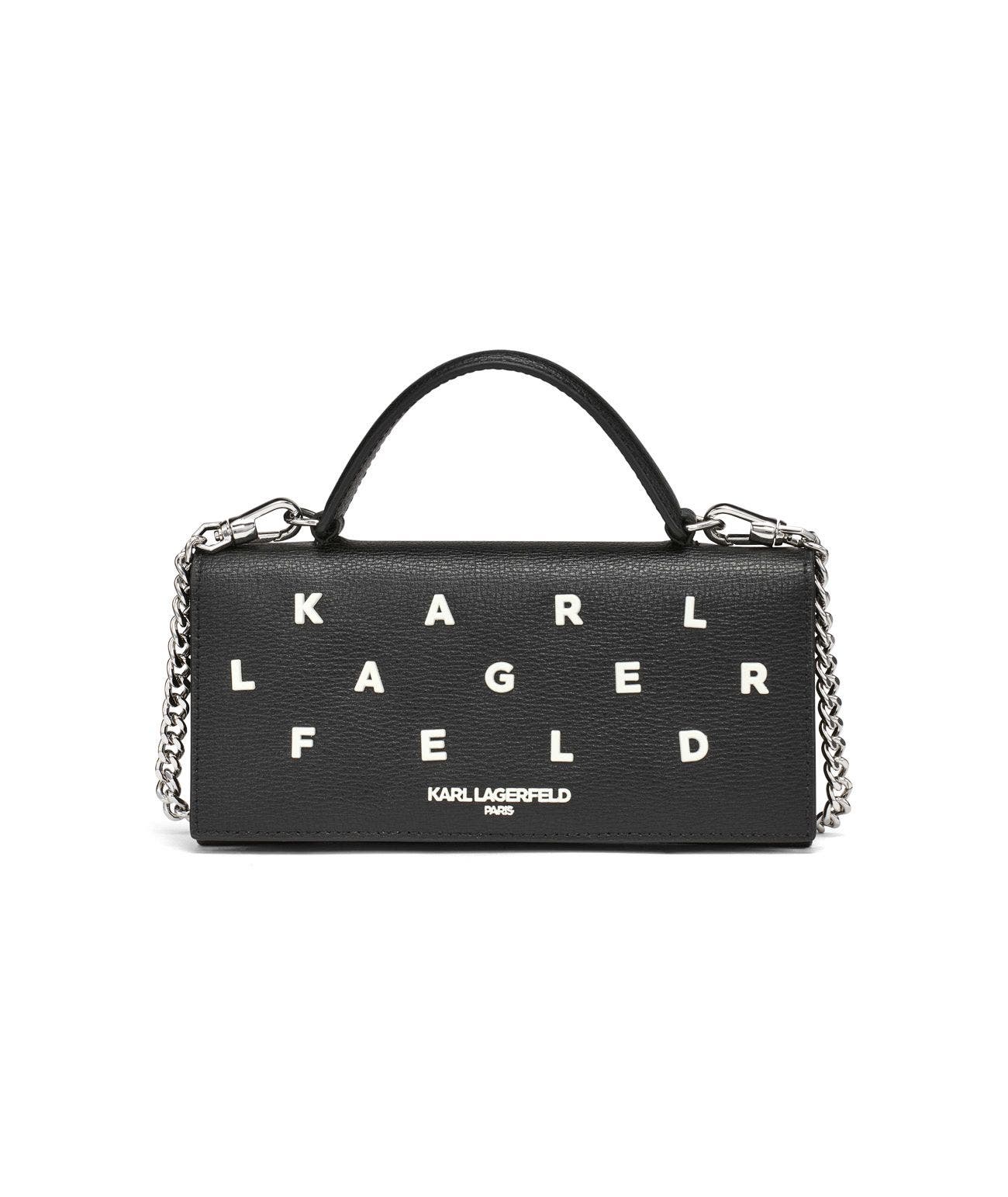 KARL LAGERFELD PARIS Jaqueline Wallet on Chain, Main, color, Black/White