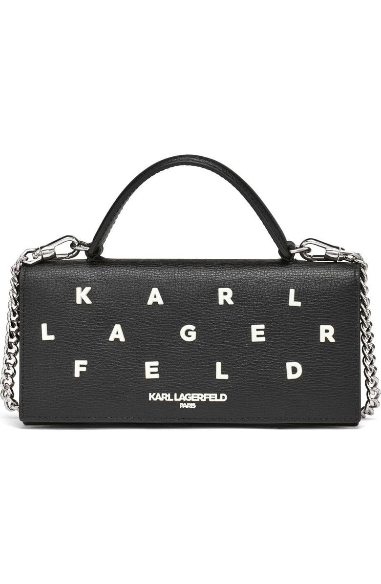 KARL LAGERFELD PARIS Jaqueline Wallet on Chain, Main, color, Black/White