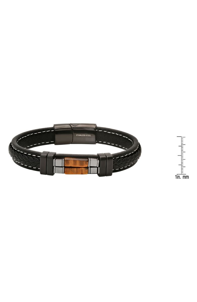 HMY JEWELRY Men's Black Braided Leather Bracelet, Alternate, color, Black Multi