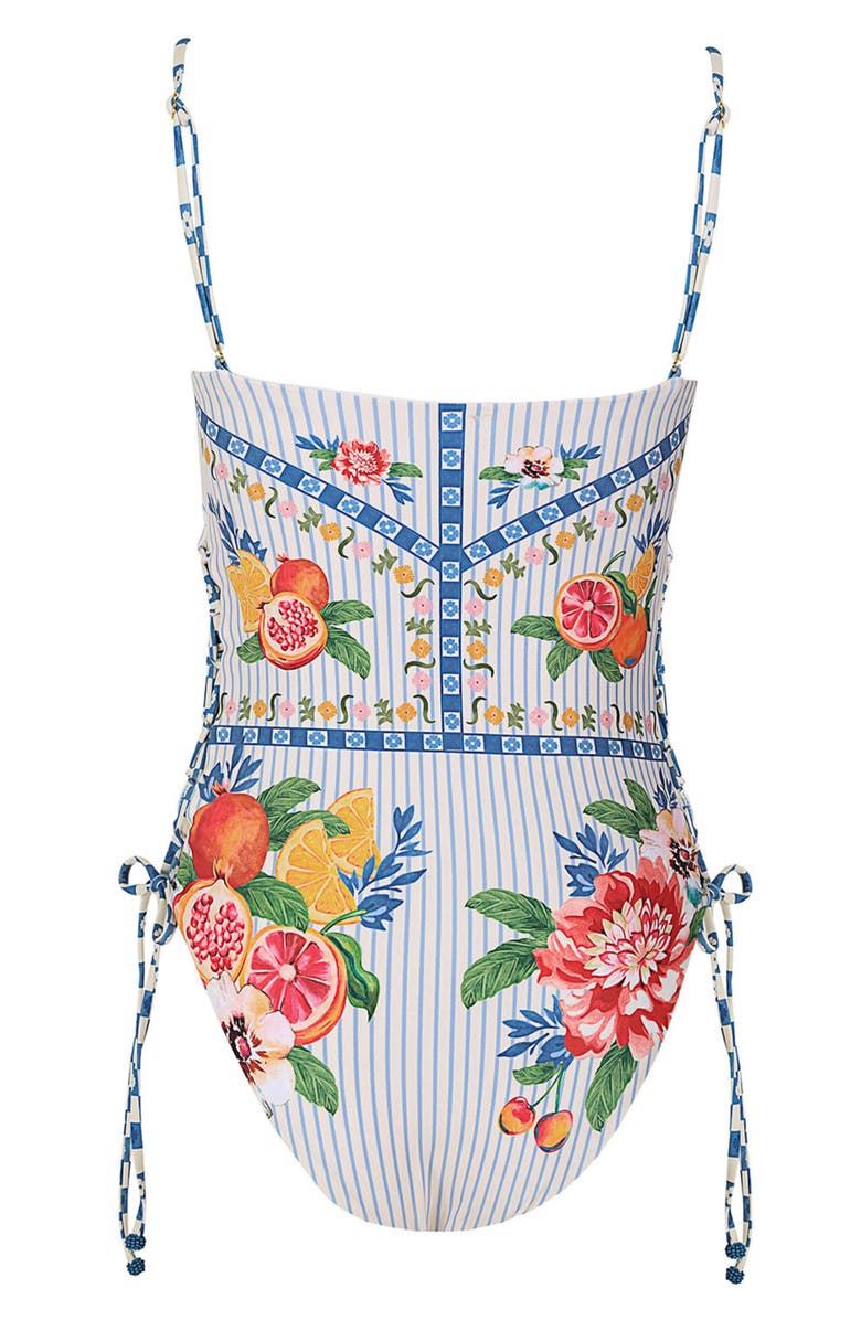 Agua Bendita Posh Basket Lace-Up Side One-Piece Swimsuit, Alternate, color, Multicolor