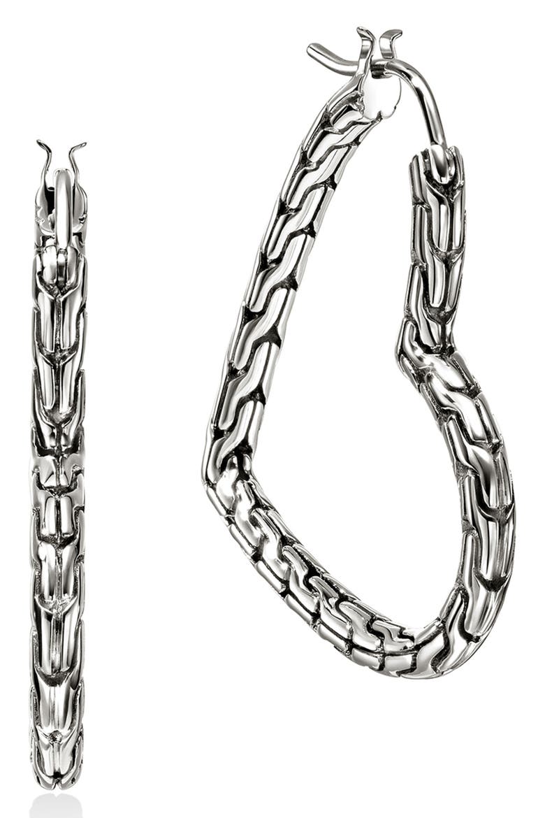 Essentials Heart Hoop Earrings, Main, color, SILVER