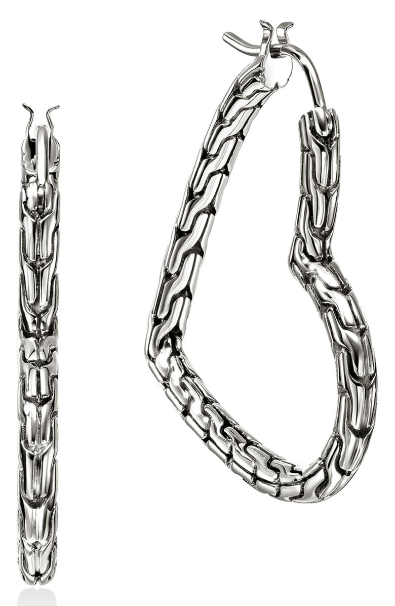 John Hardy Essentials Heart Hoop Earrings, Main, color, 