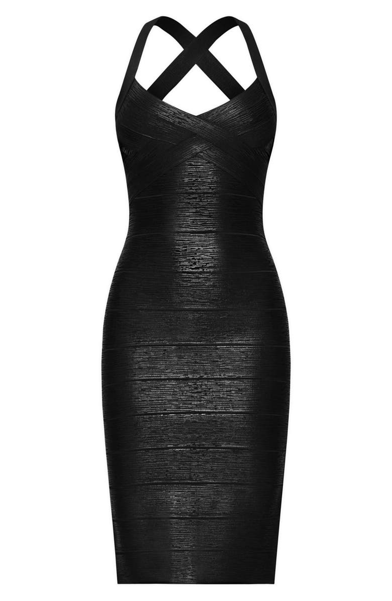 Herve Leger Foil Bandage Minidress, Alternate, color,