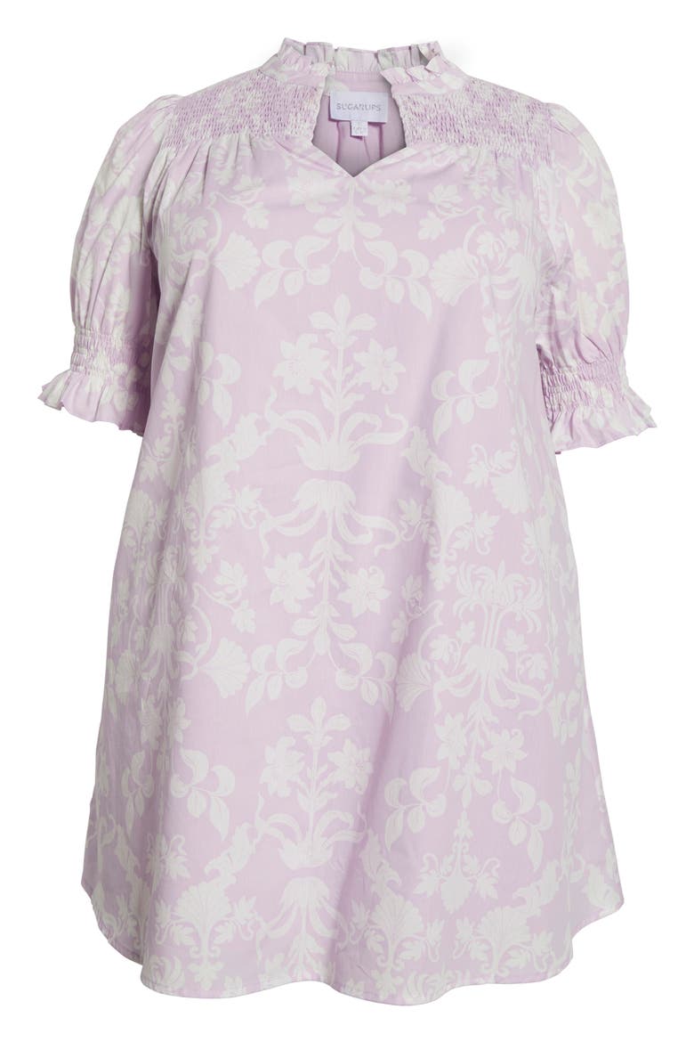 Emme Floral Print Cotton Shift Dress, Alternate, color, LAVENDER PURPLE/ WHITE