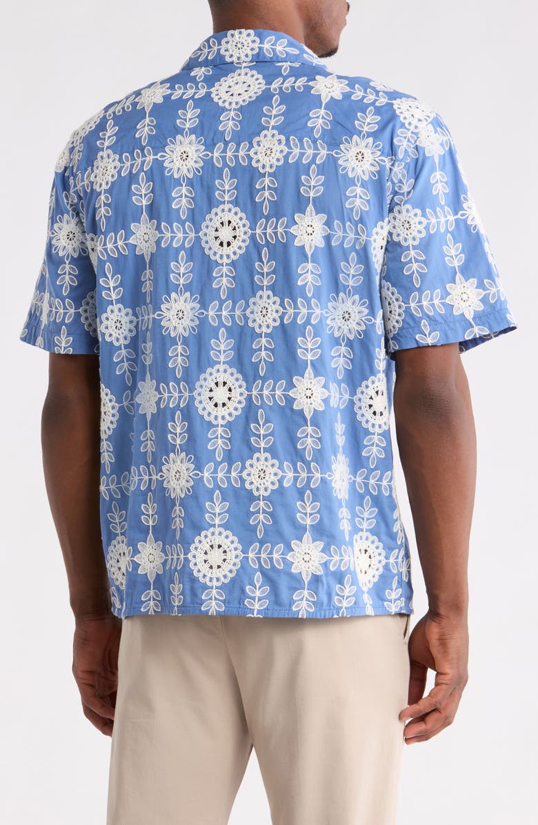 Wax London Didcot Corded Lace Camp Shirt, Alternate, color, Blue / Ecru