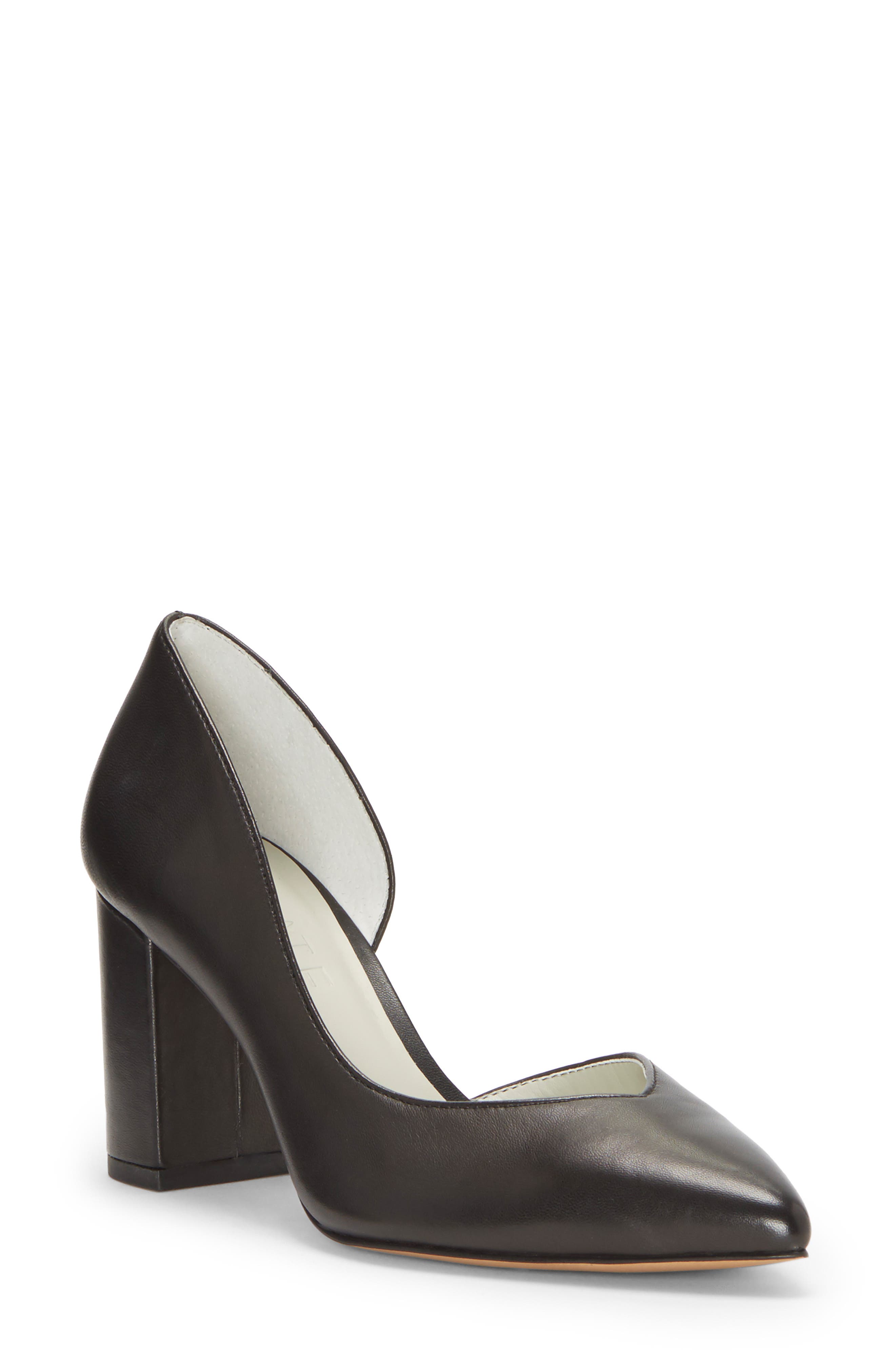 Sisteen Half d'Orsay Pump, Main, color, BLACK LEATHER