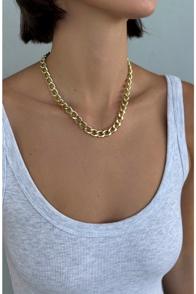 Chunky Curb Chain Necklace, Alternate, color, GOLD