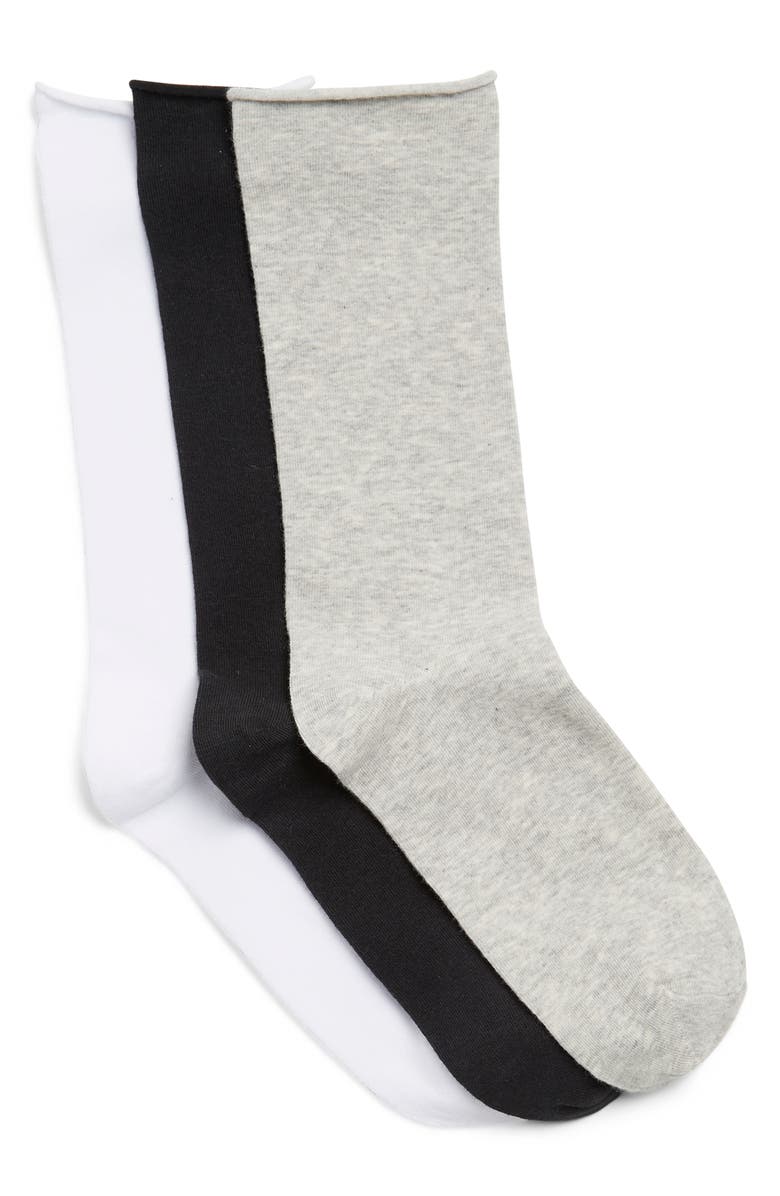 Nordstrom Everyday Roll Top 3-Pack Crew Socks, Main, color, 