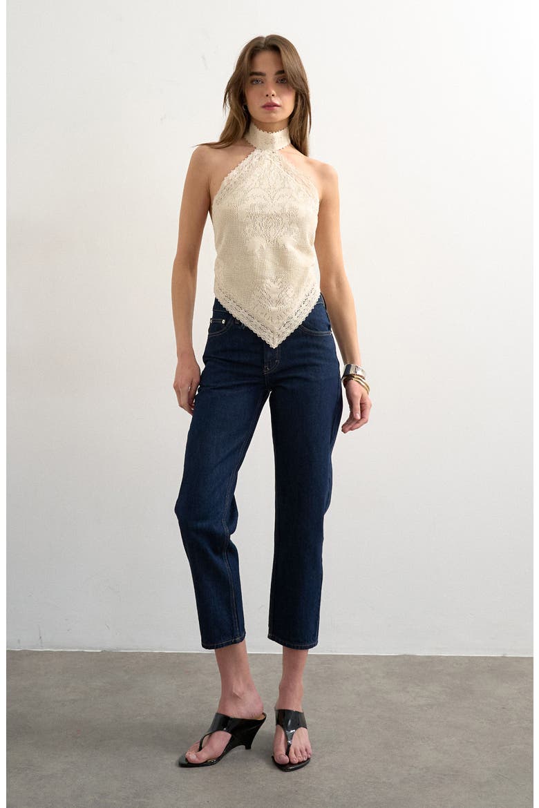 Knitted Bandana Halter Top, Alternate, color, IVORY
