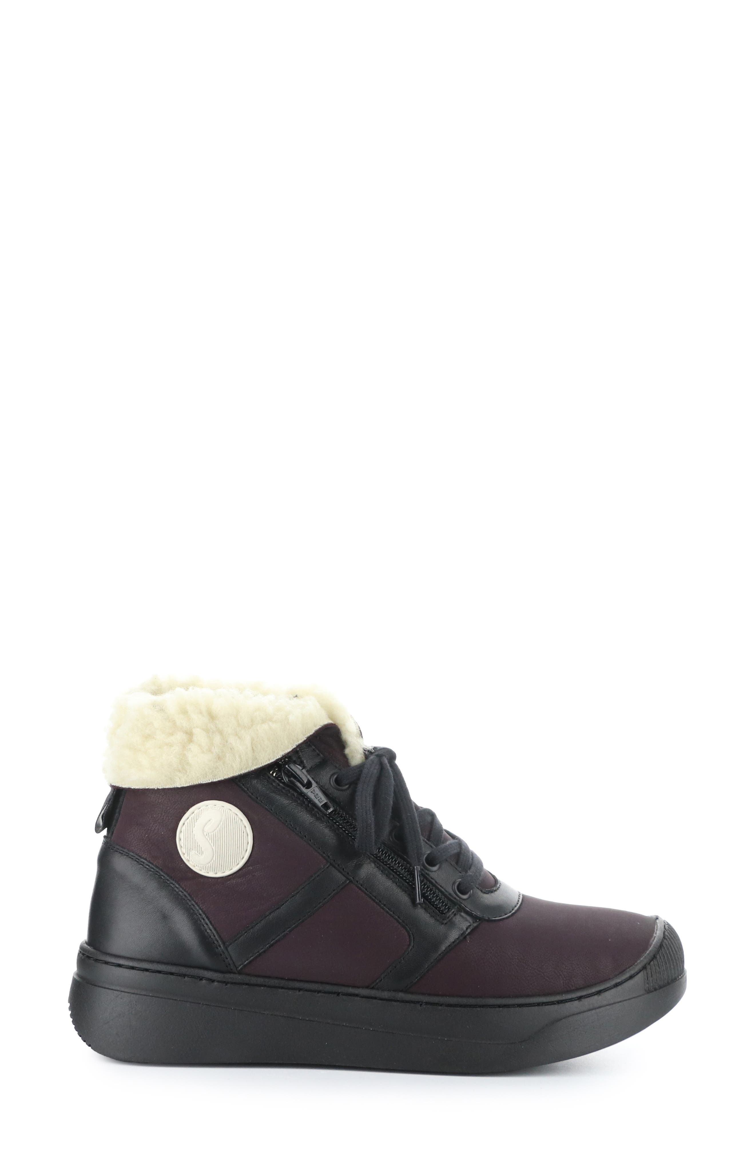 Softinos by Fly London Alio Faux Shearling Bootie, Alternate, color, Bordeaux Smooth Leather
