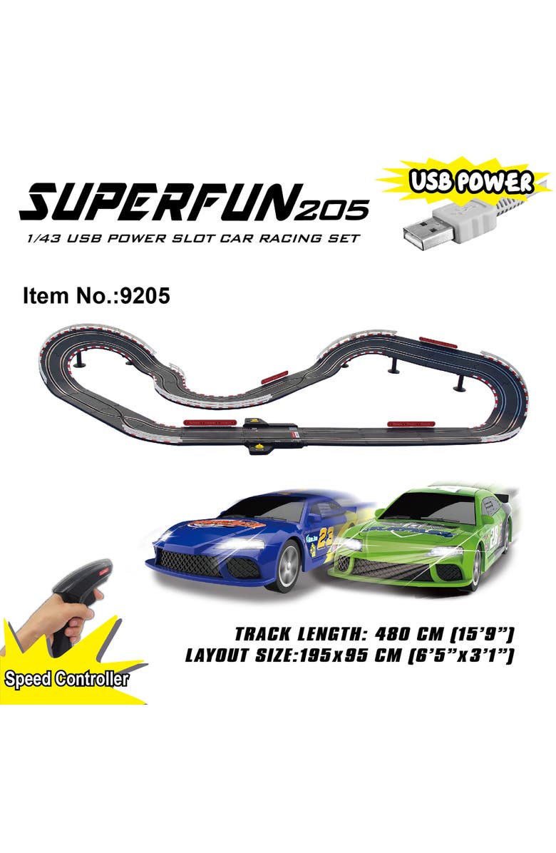 Joysway Superfun 205 Usb Power Slot Car Racing Set, Alternate, color, Multicolored