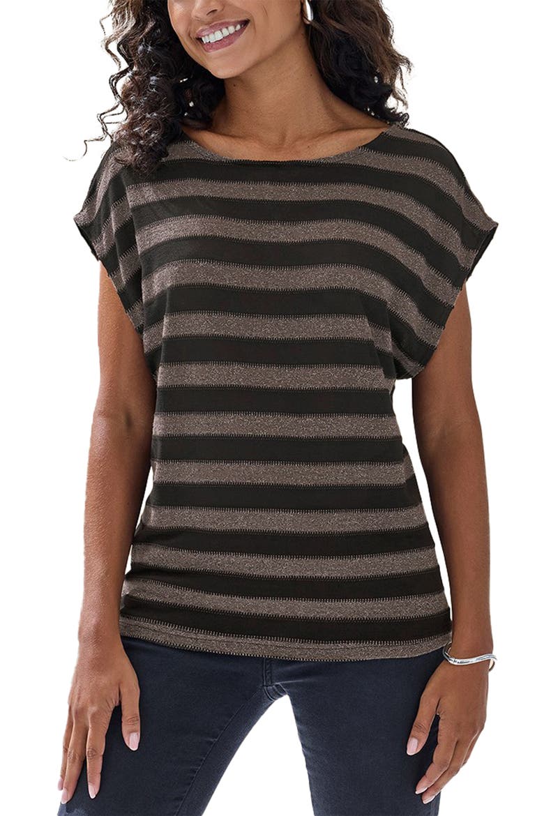 Striped Metallic Top, Main, color, Black
