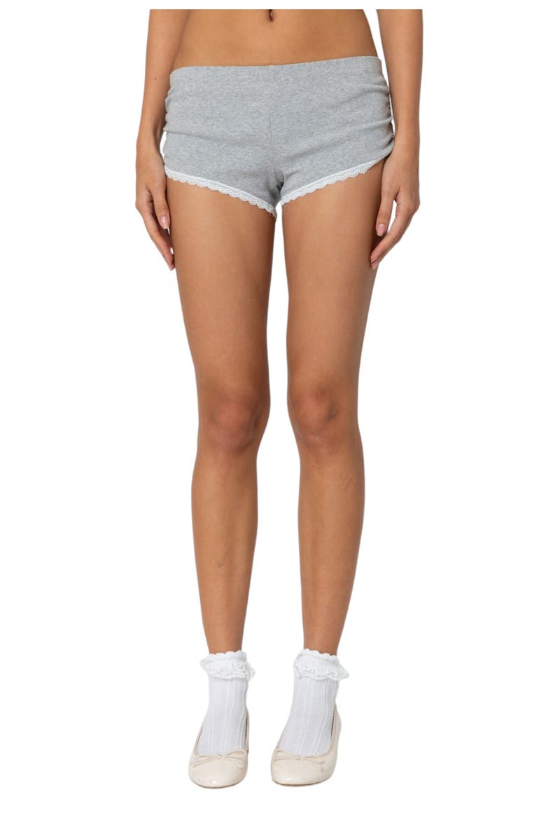 Kadence Lace Trim Shorts, Main, color, GRAY-MELANGE