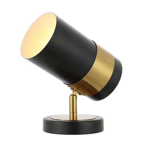 Jonathan Y Astra 9.25" Modern Industrial Iron Adjustable Indoor Led Floor Spotlight, Black/brass Gol In Black/brass Gold