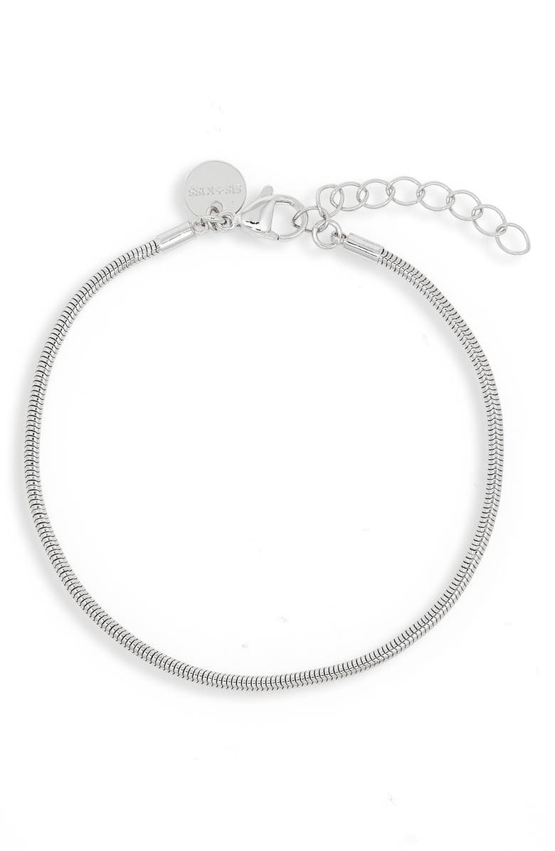 THE SIS KISS Sophia Snake Chain Bracelet, Main, color, Silver